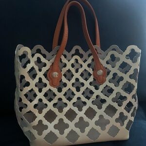 Spartina 449 Cream Tote Bag with Removable Insert Pouch!